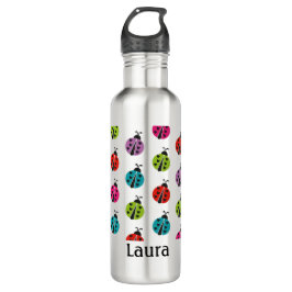 Girly Colorful Ladybug Personalisiert Edelstahlflasche