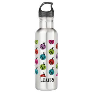 Girly Colorful Ladybug Personalisiert Edelstahlflasche