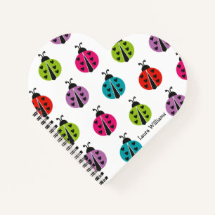 Girly Colorful Ladybug Personalisiert Notizbuch