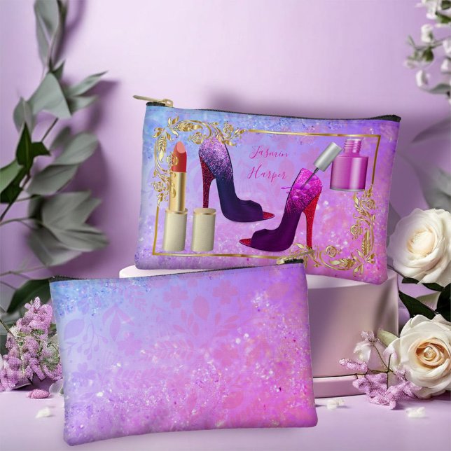 Girly Colorful Pink Fashion Makeup Holder Zubehörtasche (Von Creator hochgeladen)