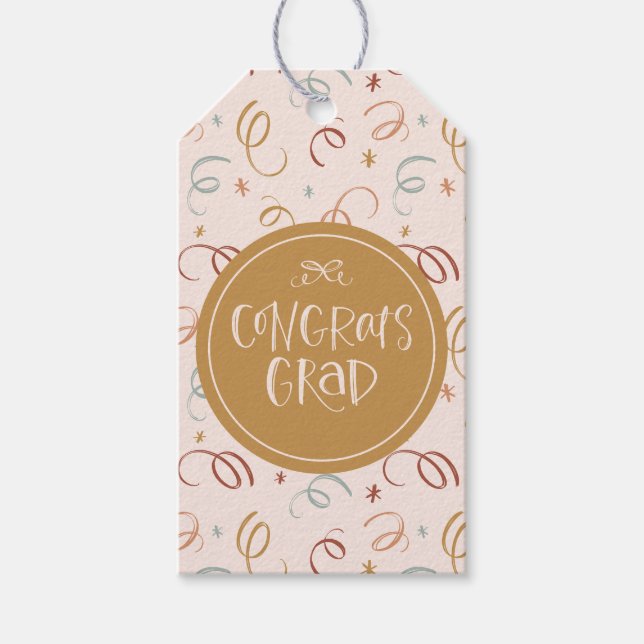 Girly Confetti Blush Pink Glückwunschs Grad Geschenkanhänger (Vorderseite)