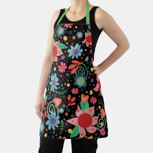 Girly Cooking Black Floral Inspirivity Schürze