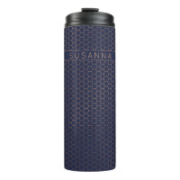Girly Copper Rose Gold Navy Blue Geometric Muster