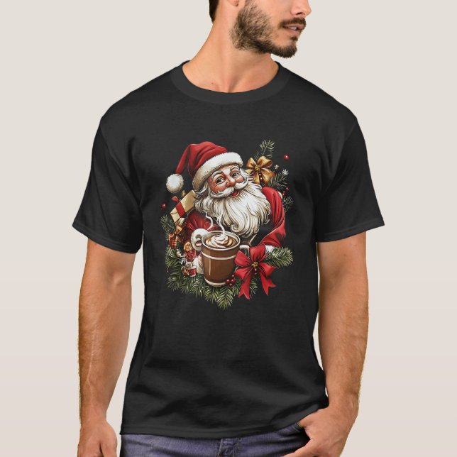 Girly Coquette Bow Santa Christmas Tree Candy cake T-Shirt (Vorderseite)