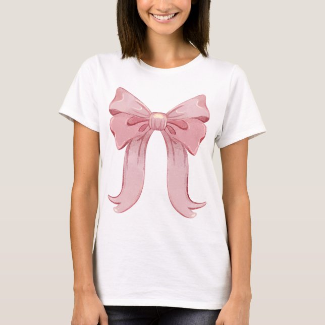 Girly Coquette Bow T - Shirt - Pastellrosa Ästheti (Vorderseite)