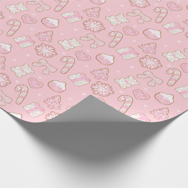 Girly Coquette Christmas Cookies Wrapping Paper Geschenkpapier (Ecke)