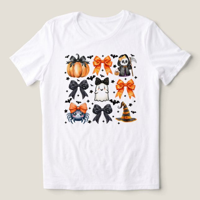 Girly Coquette Niedlich Halloween Bow Tri-Blend Shirt (Design Vorderseite)