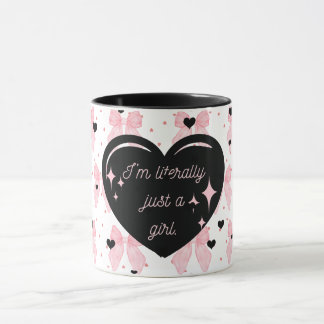 Girly Coquette Pink Black Heart Just a Girl Tasse