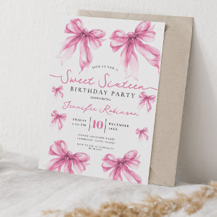 Girly Coquette Schleife Sweet 16 Geburtstag Rosa Einladung