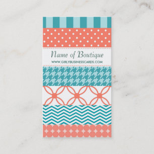 Girly Coral und Aquamarine Washi Tape Boutique Visitenkarte