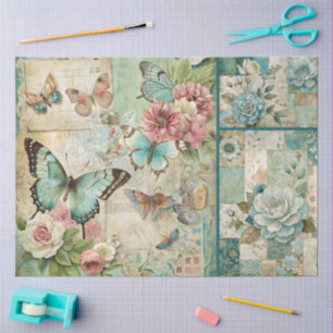 Girly Cotattcore Floral Collage Seidenpapier