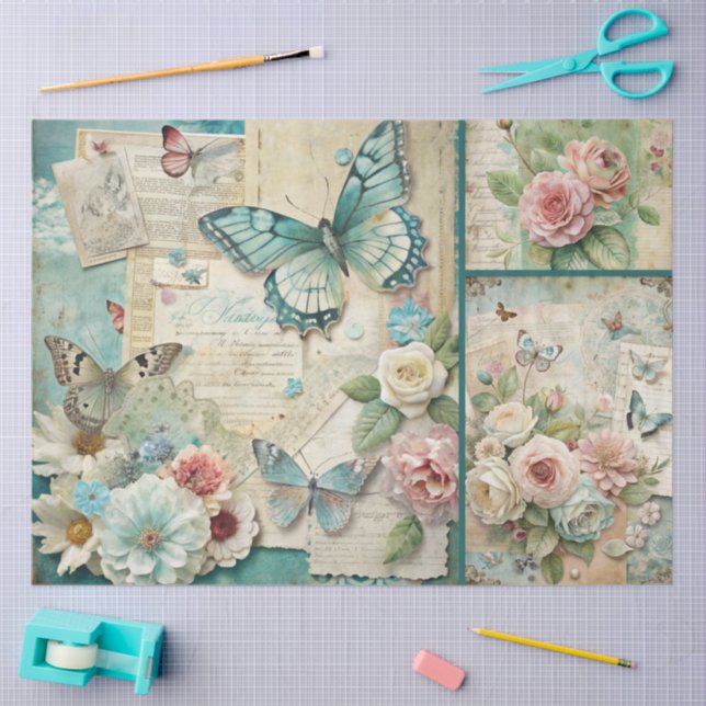 Girly Cotattcore Floral Collage Seidenpapier (Basteln)
