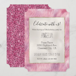 Girly Cotton Candy Pink Glitzer Einladung