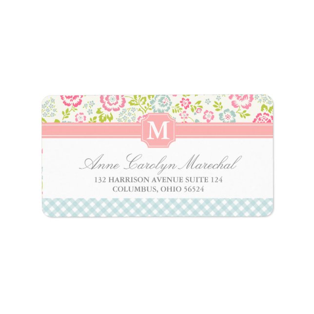 Girly Country Floral Personalisiert Adressaufkleber (Vorne)