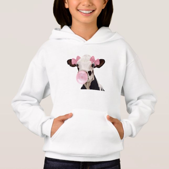 Girly Cow blasen Pink Bubblegum Blase Hoodie (Vorderseite)
