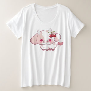 Girly Cow Cherry Niedlich Liebhaber Kuh Geschenk f Große Größe T-Shirt