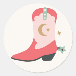 Girly Cowboy Boot Runder Aufkleber