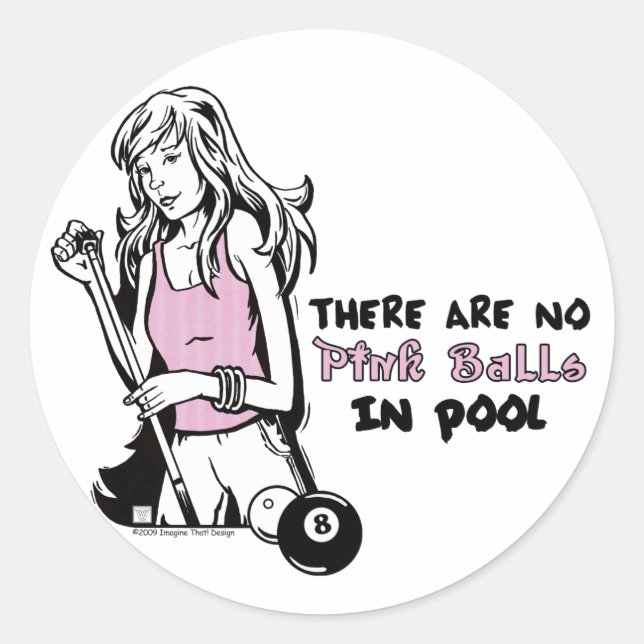 Girly Cue Runder Aufkleber (Vorderseite)