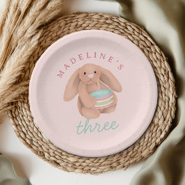 Girly Cute Pink Bunny Cake Girls Birthday Pappteller