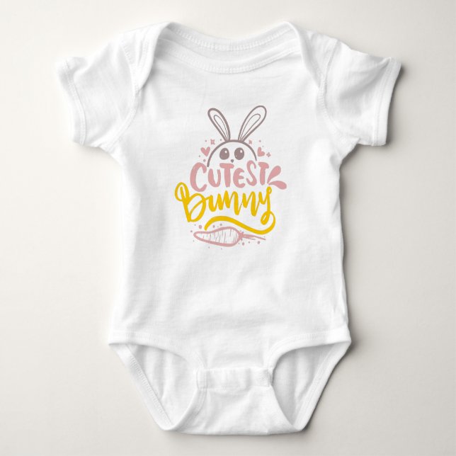 Girly Cutest Bunny Easter Rabbit Quote Baby Bodysu Baby Strampler (Vorderseite)