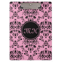 Girly Damast-mit Monogramm elegantes nobles rosa