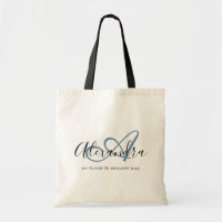 Girly Denim Blue Elegant Script Name Monogram