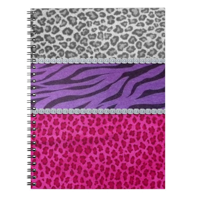 Girly Diamant-Tierdruck Notizblock (Vorderseite)