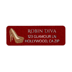 Girly Diva Red Glitzer   Glam Gold High Heel Shoes