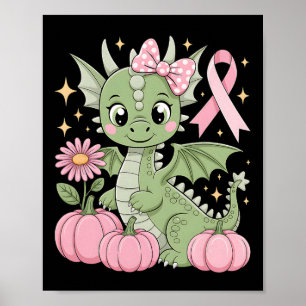 Girly Dragon Breast Cancer Halloween Pumpkin T-Shi Poster