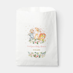 Girly Dschungel-Safari-Tiere/erröten rosa Blumen Geschenktütchen