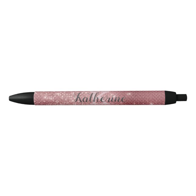 Girly Dusty Pink Rose Gold Diamond Monogram Name Kugelschreiber (Vorderseite)