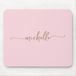 Girly Einfacher Rosa Benutzerdefiniertes Gold Mono Mousepad