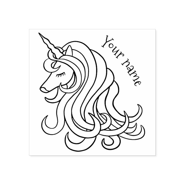 Girly Einicorn Design mit Ihrem Namen Gummistempel (Prägung)