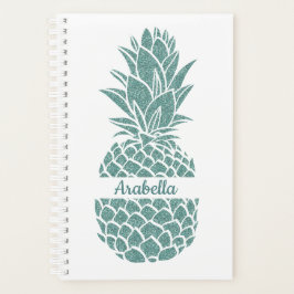 Girly Elegant Aquamariner Glitzer Ananas Name Planer