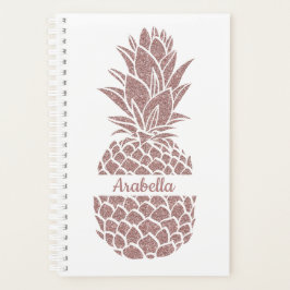 Girly Elegant Blush Pink Glitzer Ananas Name Planer