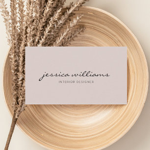 Girly Elegant Calligraphy Beruflich Beige Visitenkarte