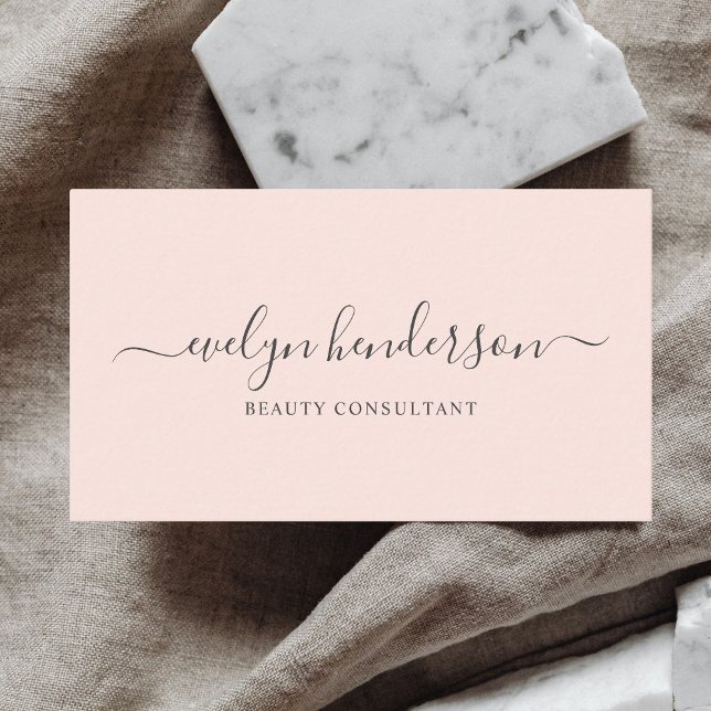 Girly Elegant Calligraphy Minimal Blush Pink Visitenkarte (Von Creator hochgeladen)