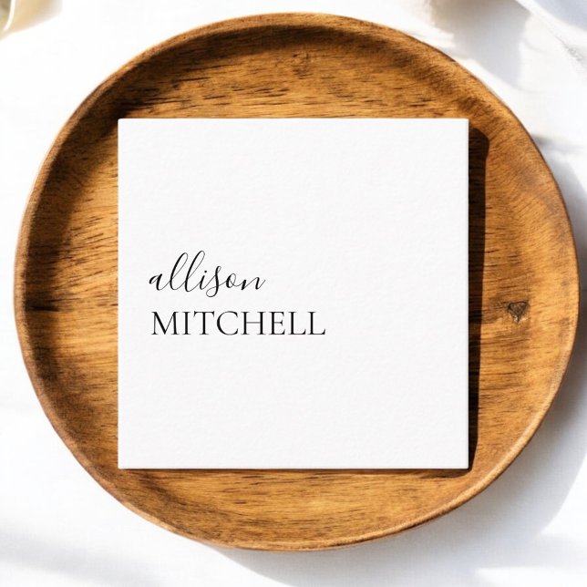 Girly Elegant Calligraphy Minimal Quadratische Visitenkarte (Von Creator hochgeladen)