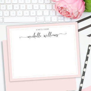 Girly Elegant Calligraphy Script Blush Note from Mitteilungskarte