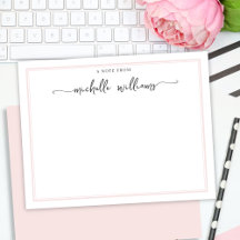 Girly Elegant Calligraphy Script Blush Note from