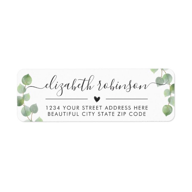 Girly Elegant Chic Script Herzadressen Label (Vorne)