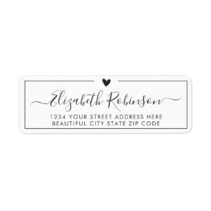 Girly Elegant Chic Script Herzadressen Label
