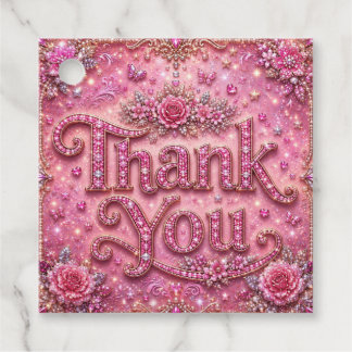 Girly Elegant Funkelnder Blassrosa Rose Danke Geschenkanhänger