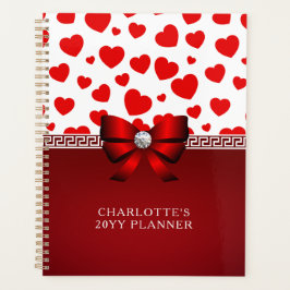 Girly Elegant Red Heart, Red Ribbon Individuelle N Planer