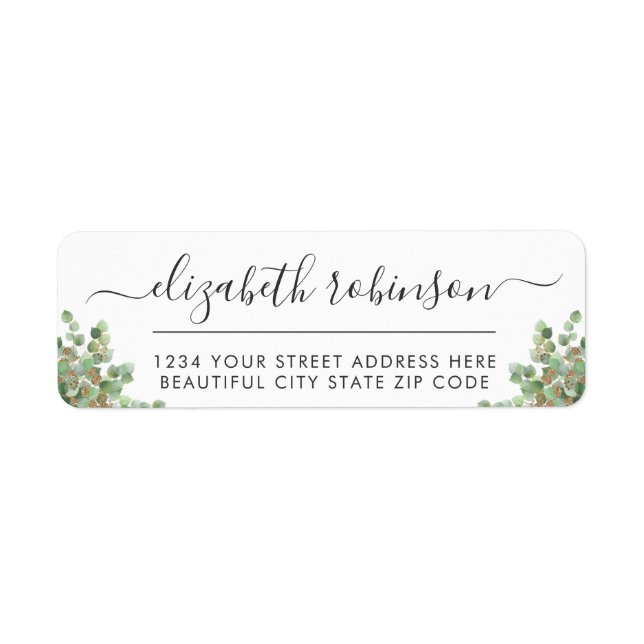 Girly Elegant Script Greenerity Address Label (Vorne)