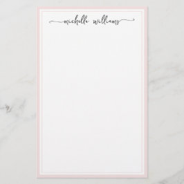 Girly Elegant Signature Script Blush Borderiert Briefpapier