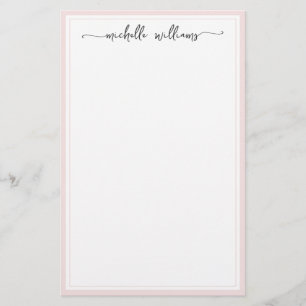 Girly Elegant Signature Script Blush Borderiert Briefpapier