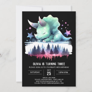 Girly Elegant Triceratops Geburtstag Einladung