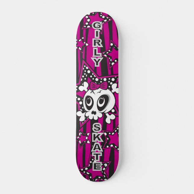 Girly Emo Skull Skateboard (Vorne)