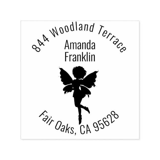 Girly Fairy Round Rücksendeadresse Self Inking Bri Permastempel (Design)